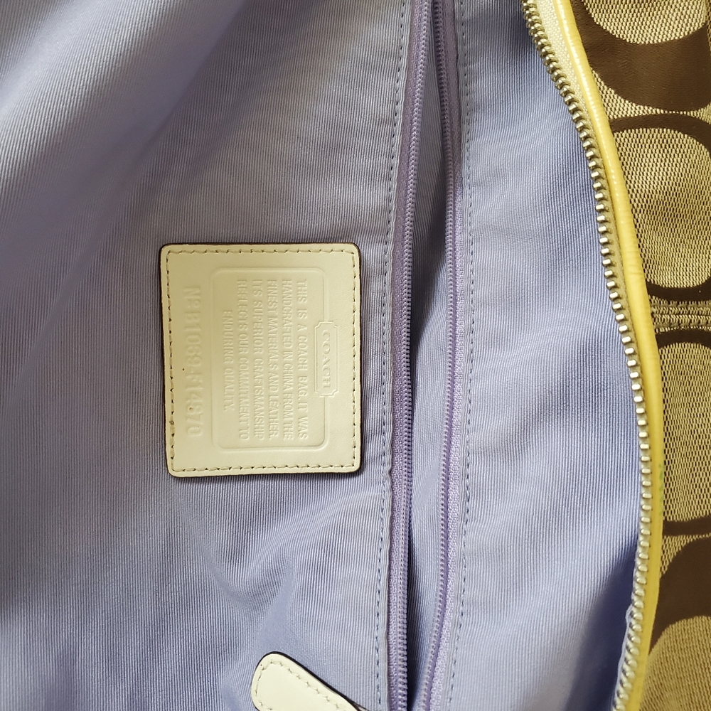 Coach Bag, Coach Signature Canvas Handbag Tan ,brown , yellow. Vintage. - Picture 14 of 16